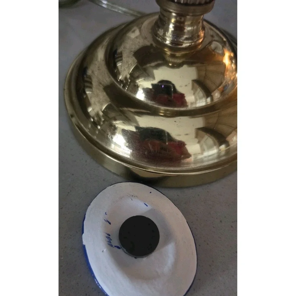 VTG Brass Candlestick Table Lamp MCM Boudoir Light Classic Bankers Retro 70's